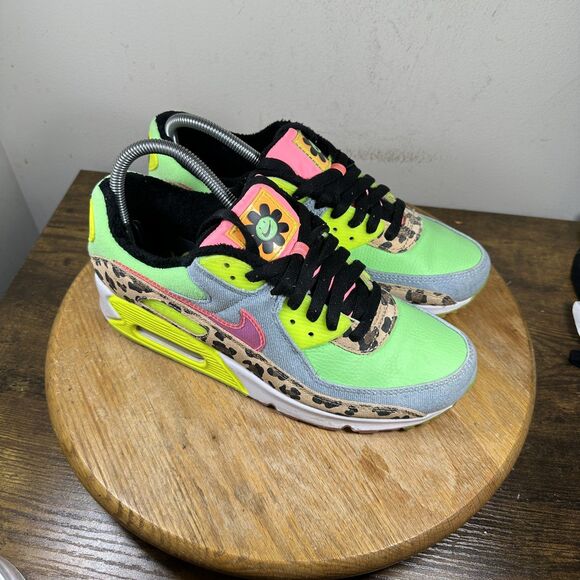 Nike Air Max 90 SE Shoes Womens Size 9.5 Animal Camo Smile Face Cw3499-300 - Picture 1 of 8